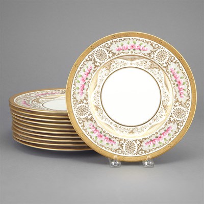 Lot 318 - Set Eleven Cauldon Rose Decorated Porcelain...