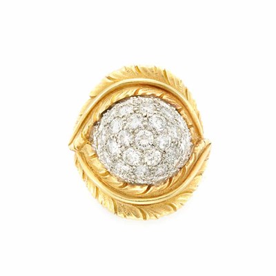 Lot 64 - Gold, Platinum and Diamond Dome Ring