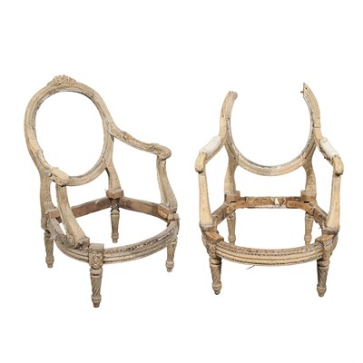 Lot 185 - Pair of Louis XVI Style Beechwood Fauteuils a...