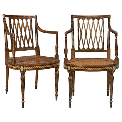 Lot 324 - Pair of George III Painted Armchairs Circa...