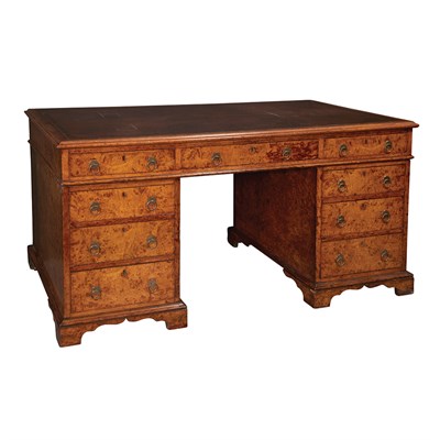 Lot 377 - Victorian Burr-Walnut Pedestal Desk Howard and...