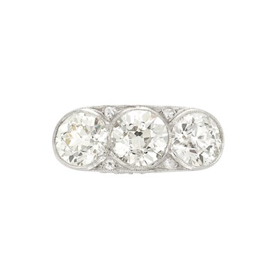 Lot 395 - Platinum and Diamond Three Stone Ring