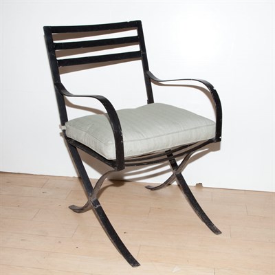 Lot 203A - Set of Four Painted Iron Garden Armchairs