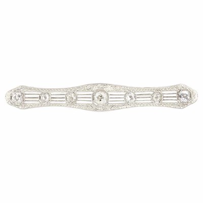 Lot 106 - Platinum and Diamond Filigree Bar Pin