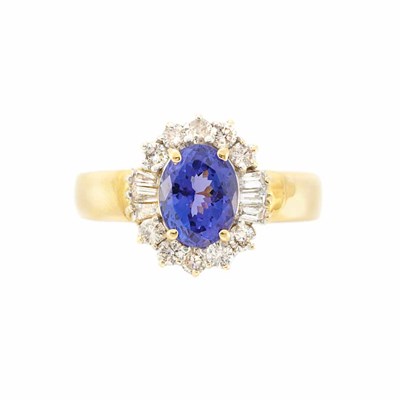 Lot 799 - Gold, Tanzanite and Diamond Ring