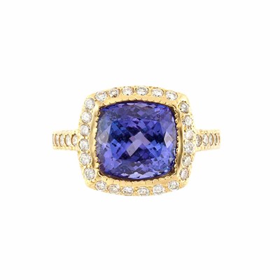 Lot 834 - Gold, Tanzanite and Diamond Ring