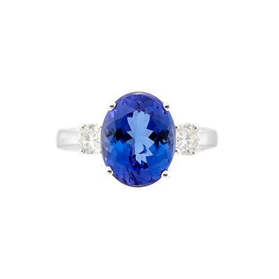 Lot 205 - White Gold, Tanzanite and Diamond Ring