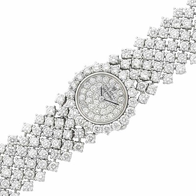 Lot 355 - White Gold and Diamond Bracelet-Watch, The Royal Diamond
