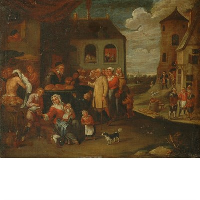 Lot 55 - Follower of David Teniers Village Scene:...
