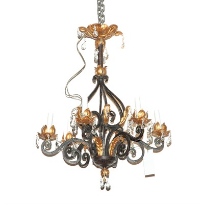 Lot 575 - French Style Gold and Black Painted Iron and...