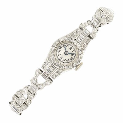 Lot 125 - Lady's Platinum and Diamond Wristwatch