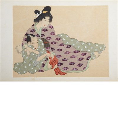 Lot 460 - [SHUNGA] Album of hand-painted shunga...