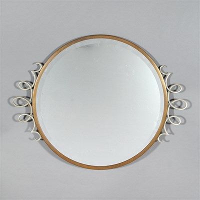 Lot 653 - Metal and Brass Mirror Modern Height 27 1/2...