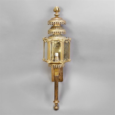 Lot 364 - French Style Brass Carriage Lantern Height 31...