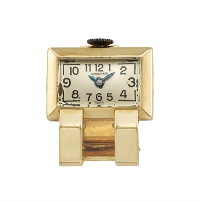 Lot 306 - Gold Clip-Watch, Cartier