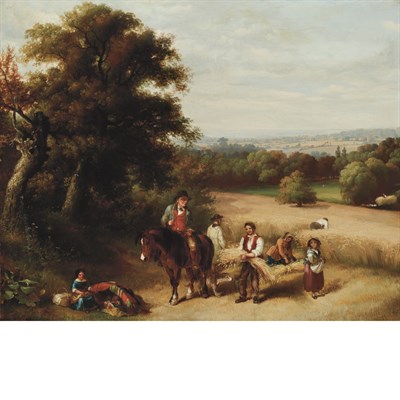 Lot 67 - George Cole English, 1810-1883 Harvest Time,...