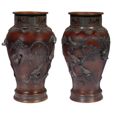 Lot 110 - Pair of Japanese Bronze Vases Meiji Period...