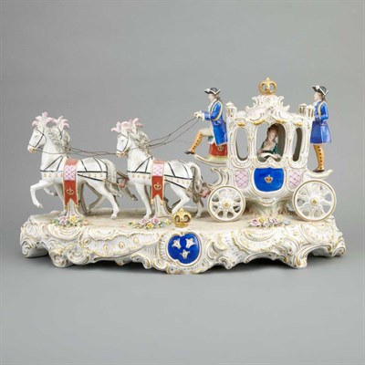 Lot 153 - Dresden Porcelain Sitzendorf Horse Carriage...