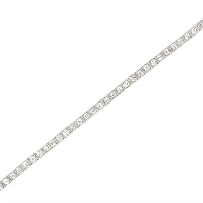 Lot 499 - Platinum and Diamond Straightline Bracelet
