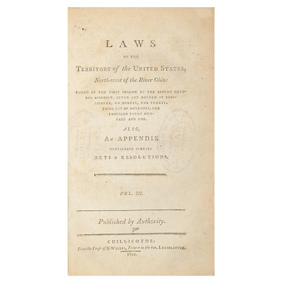 Lot 204 - [NORTHWEST TERRITORY] Laws of the Territory of...