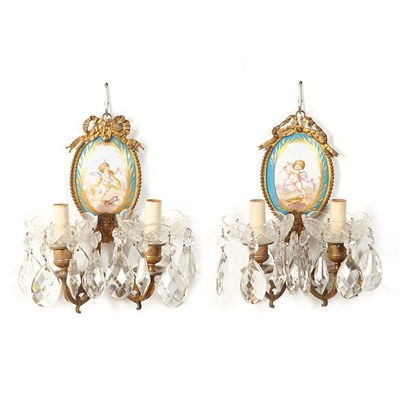 Lot 455 - Pair of Louis XVI Style Gilt-Metal, Glass and...