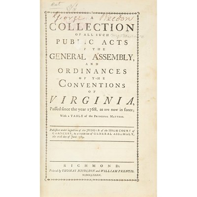 Lot 174 - [VIRGINIA] A Collection of all such Public...