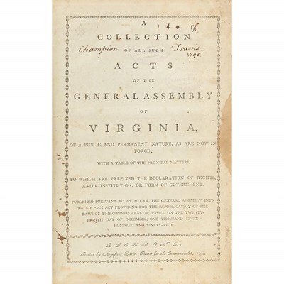 Lot 175 - [VIRGINIA] A collection of all such acts of...