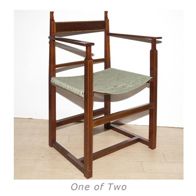 Lot 673 - Two Art Nouveau Mahogany Armchairs Comprising...