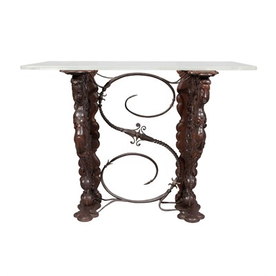Lot 405 - Continental Baroque Style Carved Wood Console...