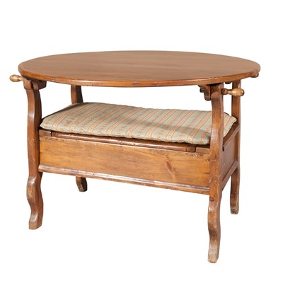 Lot 265 - Provincial Pine Tilt-Top Table/Bench Height as...