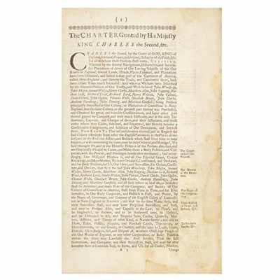 Lot 8 - [CONNECTICUT] The Charter Granted by His...