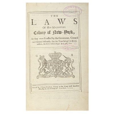 Lot 54 - [NEW YORK] The laws of His Majesties Colony of...