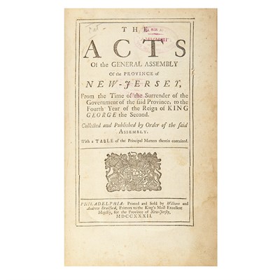 Lot 41 - [NEW JERSEY] The acts of the General Assembly...