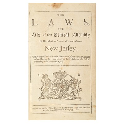 Lot 40 - [NEW JERSEY LAWS] Bound group of Acts and Laws...