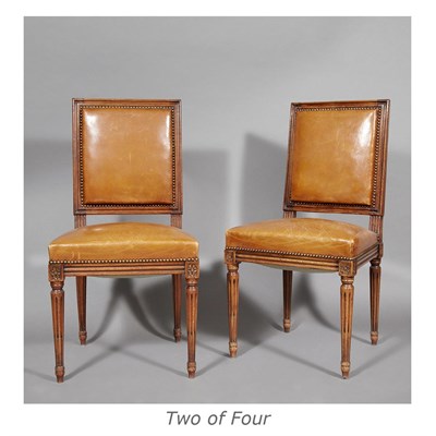Lot 443 - Set of Four Louis XVI Style Fruitwood Side Chairs