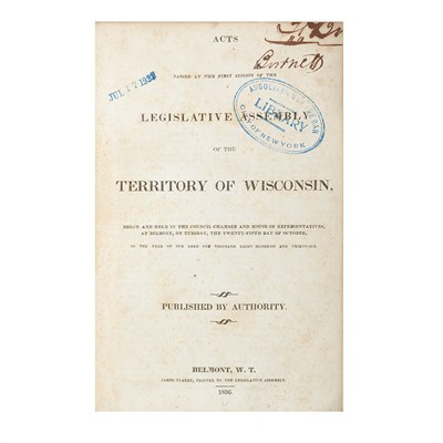 Lot 251 - [WISCONSIN TERRITORY] Acts Passed at the First...