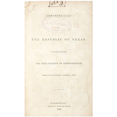 Lot 242 - [TEXAS] Constitution of the Republic of Texas...
