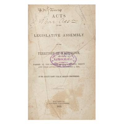 Lot 264 - [WASHINGTON TERRITORY] Acts of the Legislative...