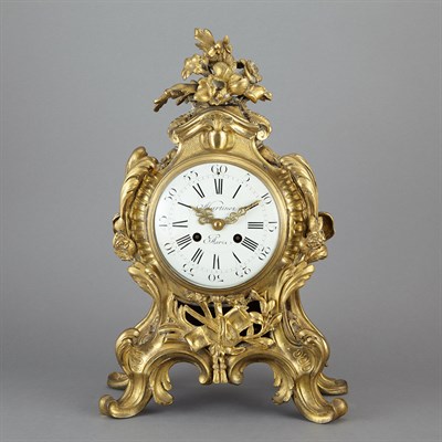Lot 522 - French Rococo Style Gilt-Bronze Mantel Clock...