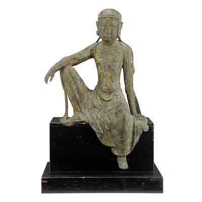 Lot 39 - Chinese Bronze Figure of Tara Seated in a...