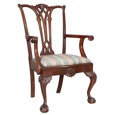 Lot 132 - Set of Eight Chippendale Style Mahogany Dining...