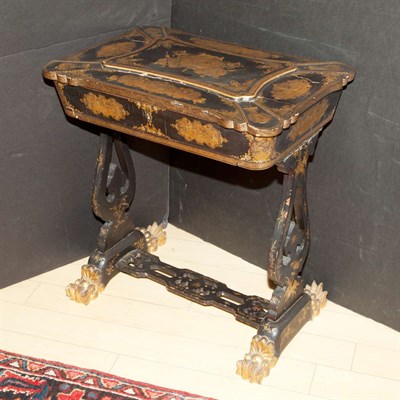 Lot 380 - Chinese Export Gilt Decorated Lacquered Sewing...