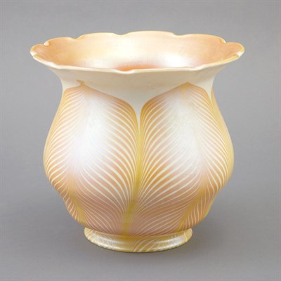 Lot 348 - Quezal Art Glass Shade Circa 1915 Of bell form,...