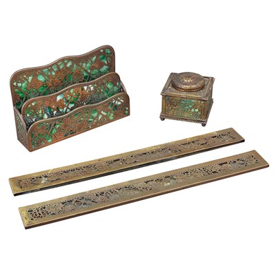 Lot 432 - Tiffany Studios Bronze and Favrile Glass...