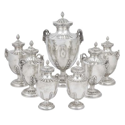 Lot 156 - Assembled Set of Seven George V Silver Covered...