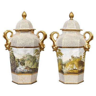 Lot 188 - Pair of Chamberlains Worcester Gilt and...