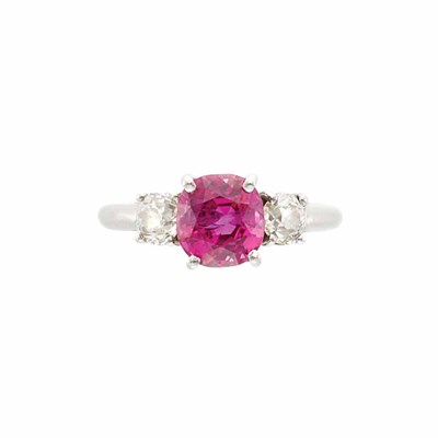 Lot 882 - Platinum, Pink Sapphire and Diamond Ring