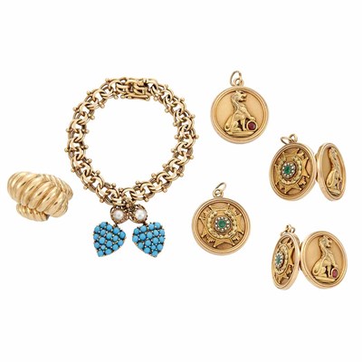 Lot 931 - Group of Gold Jewelry