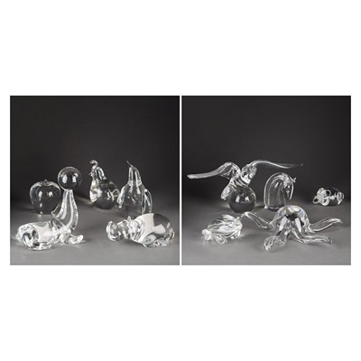 Lot 241 - Group of Ten Steuben Glass Animals Length of...