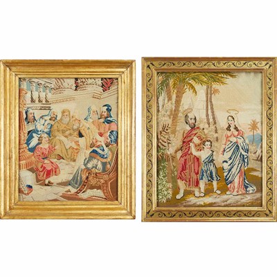Lot 452 - Two Framed Needlepoint and Petit Point...